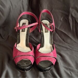 White House Black Market Pink Open-Toe Ankle Strap Heels